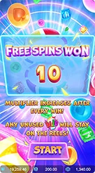 Candy Superwin · Pengenalan letak tombol kontrol taruhan, mode kecepatan, dan tombol putaran utama.
